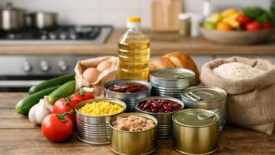 معلبات غذائية اقتصادية مع مكونات أساسية للاستخدام اليومي داخل المطبخ العائلي