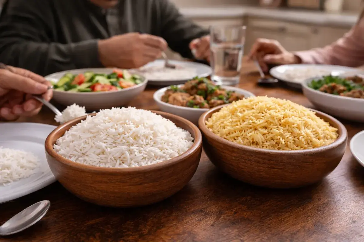 استخدام الأرز البسمتي الأبيض والذهبي في الطبخ اليومي المنزلي