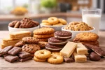 تشكيلة متنوعة من البسكويت بأشكال ونكهات مختلفة على طاولة منزلية
