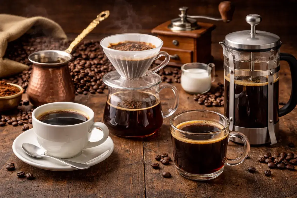 طرق مختلفة لتحضير القهوة السوداء بدون إضافات