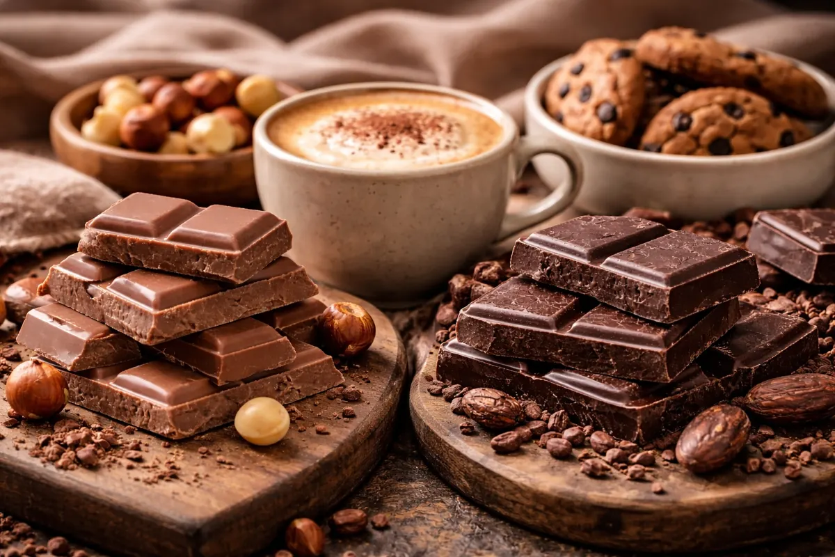 استخدام شوكولاتة الحليب والداكنة في جلسة يومية مع القهوة