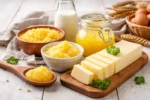 أنواع مختلفة من السمن والزبدة للاستخدام اليومي في المطبخ