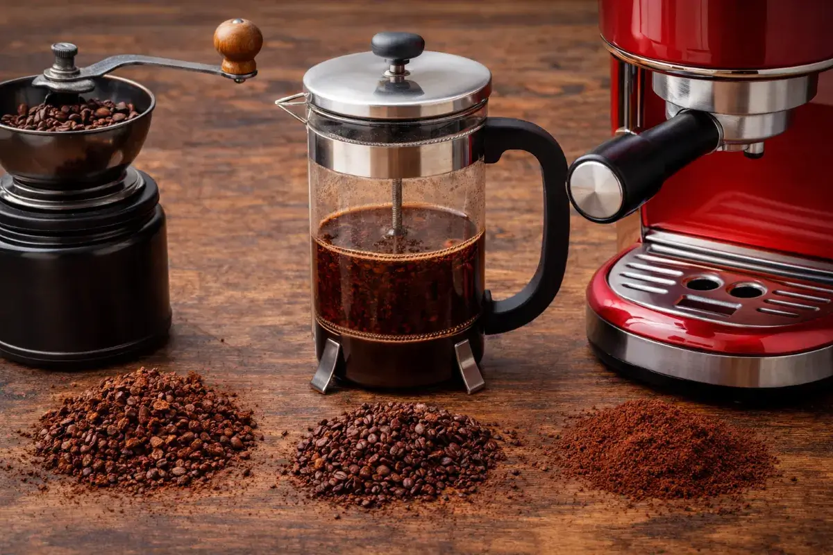 طرق تحضير القهوة المختلفة مع درجات طحن متباينة