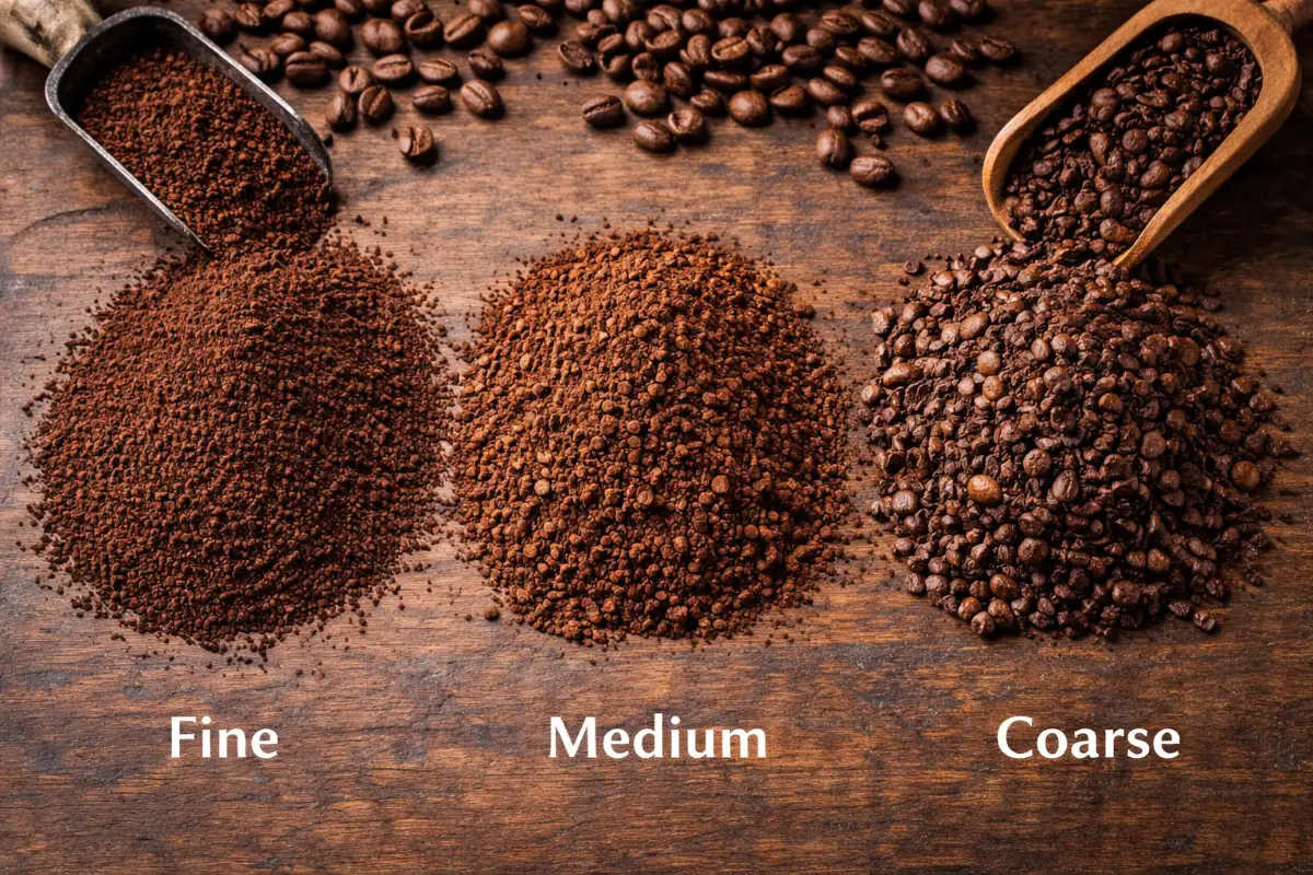 درجات طحن القهوة من الناعم إلى الخشن وتأثيرها على الاستخلاص