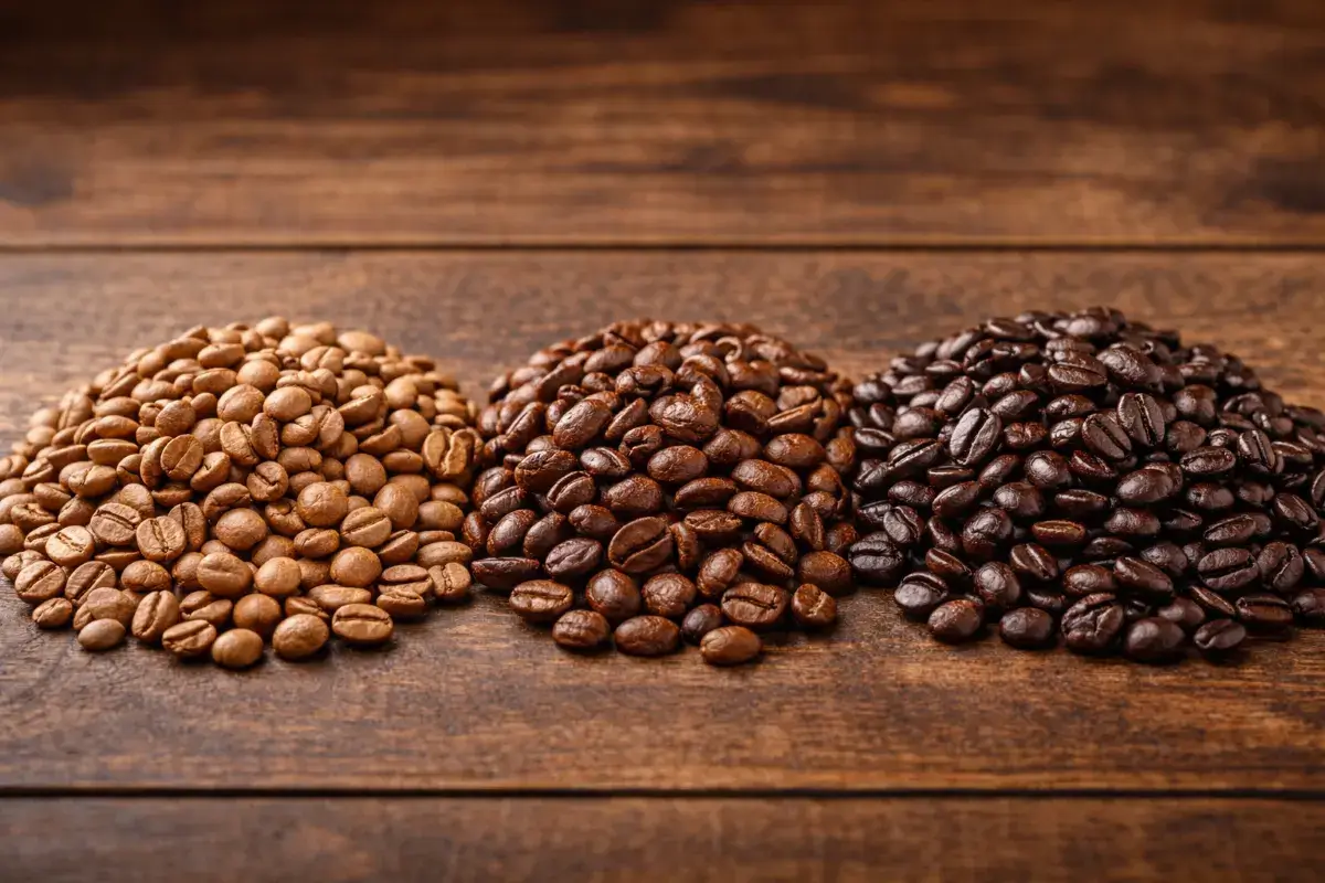 تدرج تحميص حبوب القهوة من الفاتح إلى المتوسط ثم الغامق