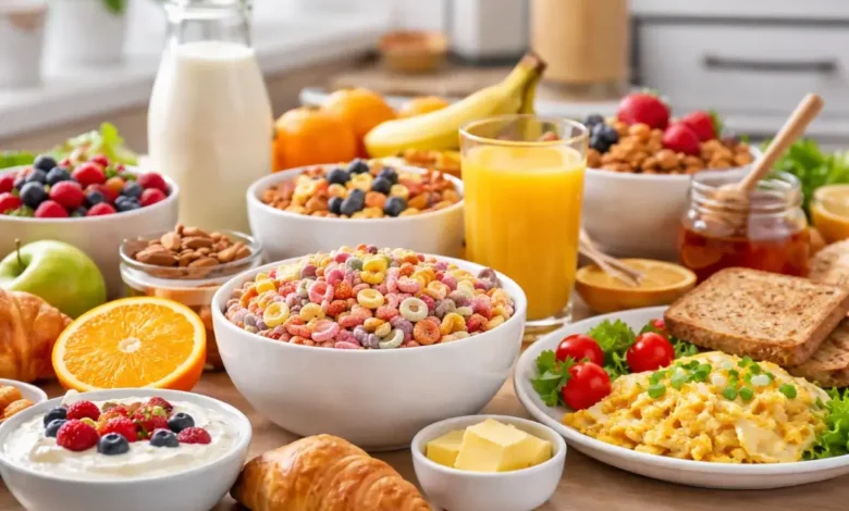 مائدة إفطار متنوعة توضح اختلاف الخيارات الغذائية اليومية