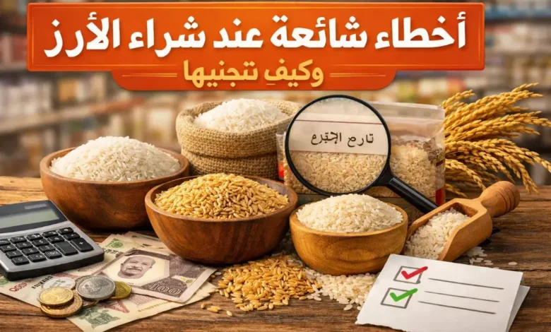 أخطاء شائعة عند شراء الأرز مثل تجاهل تاريخ التخزين أو الاعتماد على السعر فقط