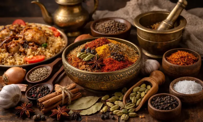 بهارات الكبسة المستخدمة لتحقيق توازن بين الطعم والرائحة أثناء الطهي