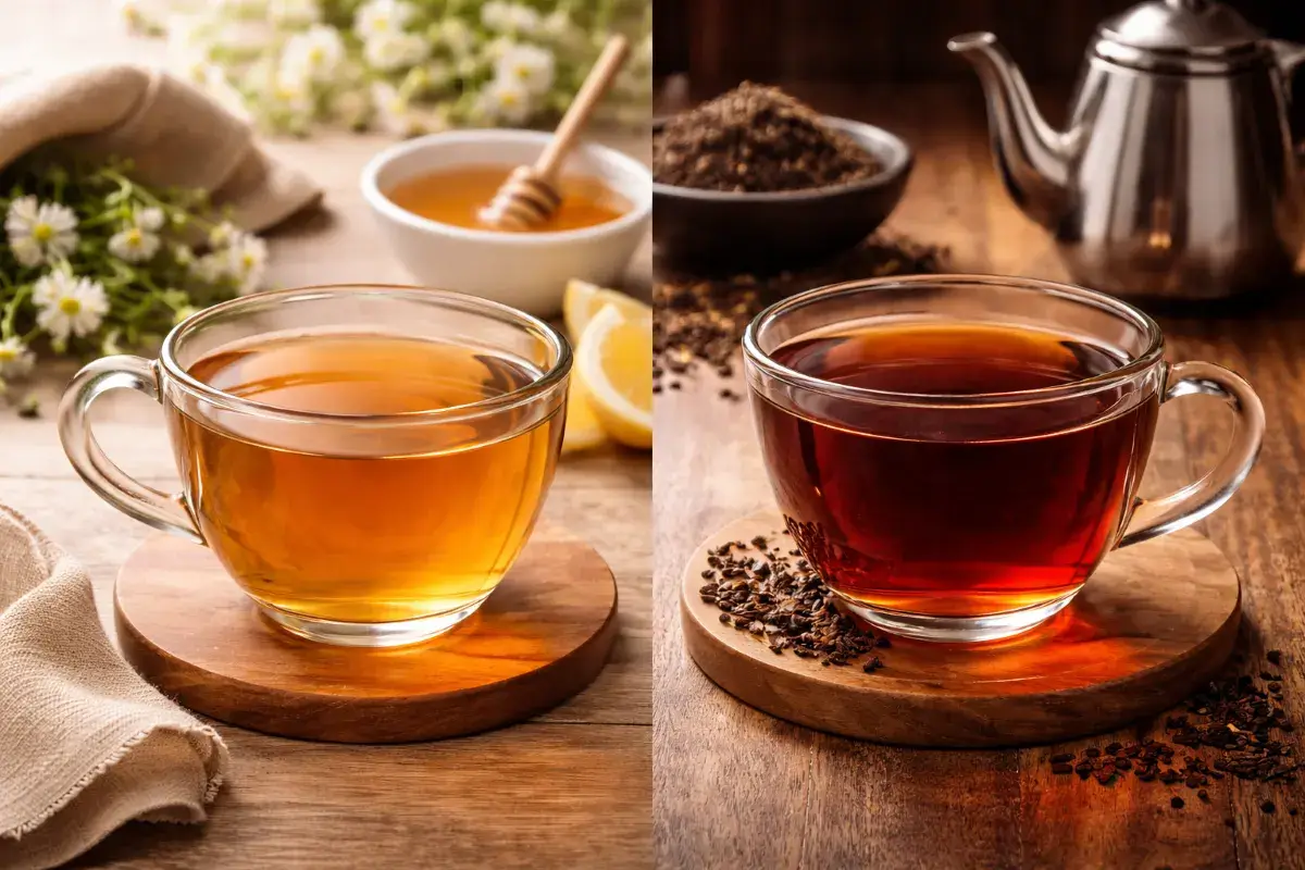 أكواب شاي على مائدة إفطار بسيطة توضح استخدام الشاي مع الطعام