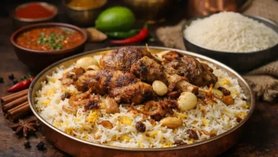 طبق مندي منزلي بأرز طويل الحبة وقوام متماسك