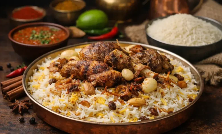 طبق مندي منزلي بأرز طويل الحبة وقوام متماسك