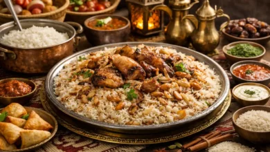 صينية أرز ولائم سعودية مقدمة بكميات كبيرة مع أطباق جانبية تقليدية