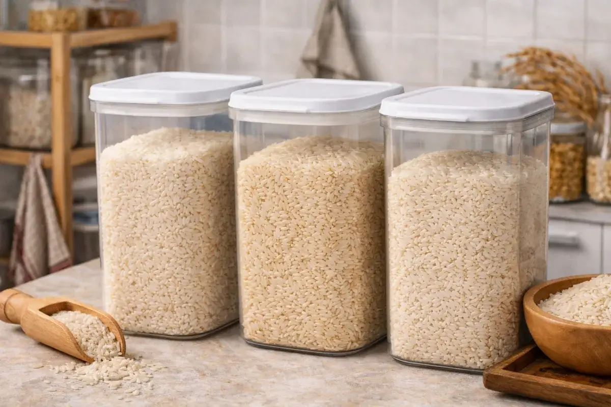 تخزين الأرز في علب محكمة وتأثير الكمية على جودة الاستخدام المنزلي