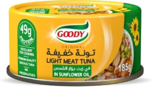علبة تونة قودي خفيفة في زيت دوار الشمس 185 جم